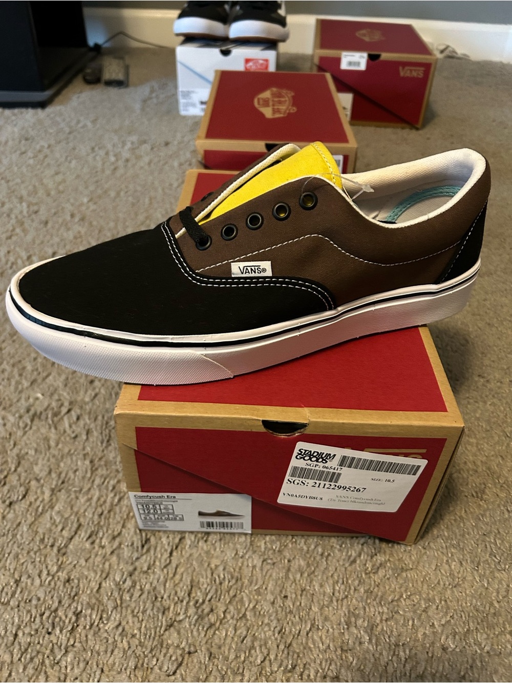 Vans Comfycush Era Black/Brown/Yellow 10.5 New!!